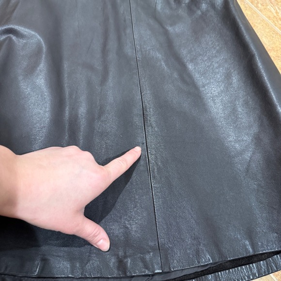 VTG Pia Rucci Brown Leather Midi Skirt A-Line Espresso Sz 12 Grunge Whimsygoth - Picture 9 of 10